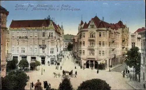 Ak Lwiw Lwów Lemberg Ukraine, Akademie-Platz, Fredro-Gasse