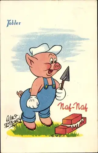 Künstler Ak Walt Disney, Naf Naf, Schwein, Reklame Tobler