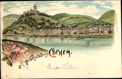 Litho Cochem im Landkreis Cochem Zell Rheinland Pfalz, Wasserpartie