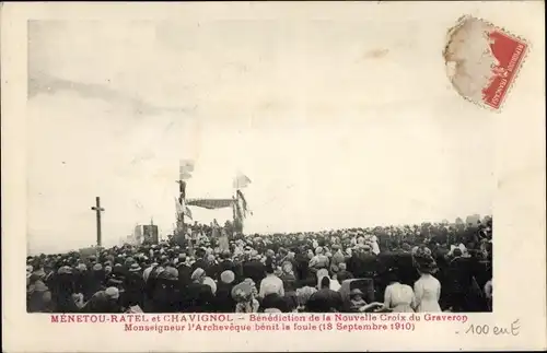 Ak Menetou Râtel Cher, Benediction de la Nouvelle Croix du Graveron, 1910