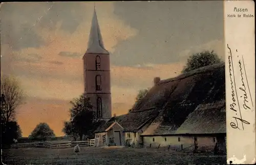 Ak Assen Drenthe Niederlande, Kirche te Rolde