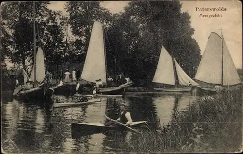 Ak Paterswolde Drenthe Niederlande, Segelpartie, Kanufahrer