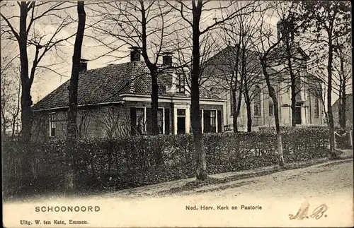 Ak Schoonoord Drenthe Niederlande, N. H. Kirche, Pastorat