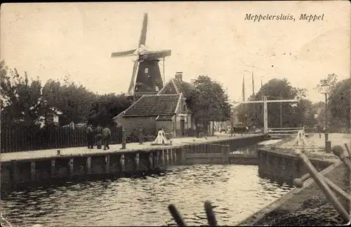 Ak Meppel Drenthe Niederlande, Meppelersluis, Mill