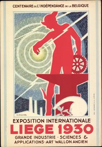 Künstler Ak Michel, H., Weltausstellung Lüttich 1930, Industrie, Wissenschaft