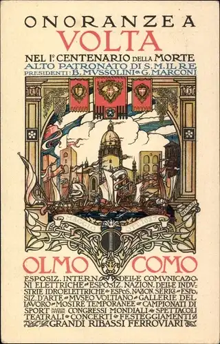 Künstler Ak Como Lombardia, Ausstellung zu Ehren von Volta, 1927