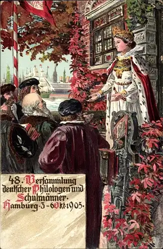 Künstler Ak Hamburg, 48. Versammlung deutscher Philologen und Schulmänner 1905