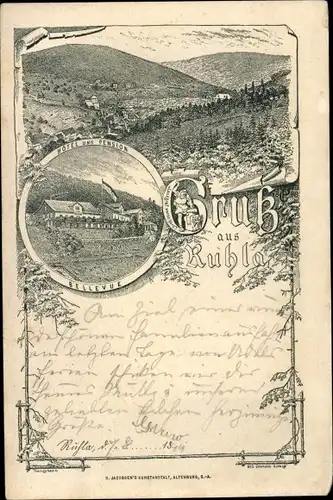 Vorläufer Litho Ruhla in Thüringen, Hotel und Pension Bellevue, 1894