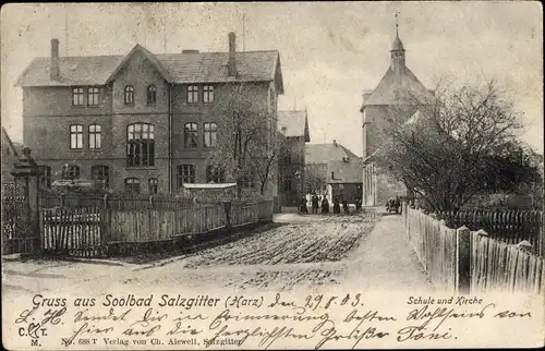 Ak Salzgitter in Niedersachsen, Schule, Kirche