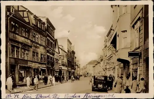 Ak Pößneck in Thüringen, Breite Straße, Geschäfte