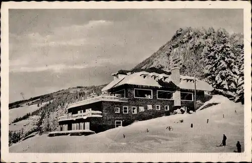 Ak Bad Oberdorf Bad Hindelang im Oberallgäu, Hotel Pension Alpenhof, Winter, Hirschberg