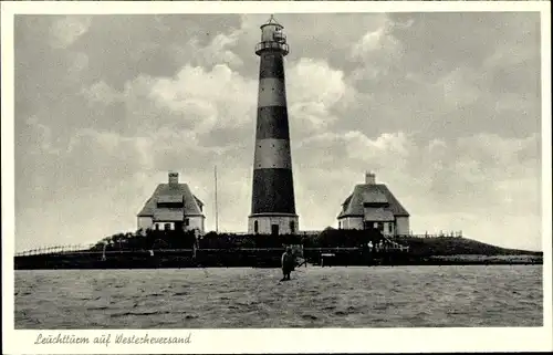 Ak Westerhever Nordfriesland, Leuchtturm Westerheversand