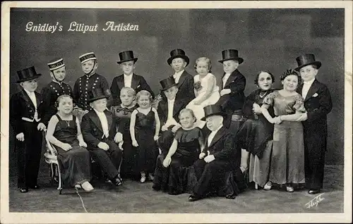 Ak Gnidley's Liliput Artisten, Liliputaner, Gruppenbild