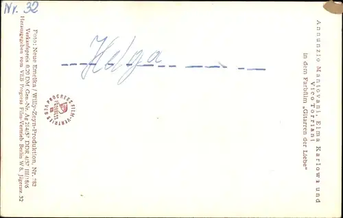 Ak Schauspielerin Elma Karlowa, Annunzio Mantovani, Vico Torriani, Gitarren der Liebe