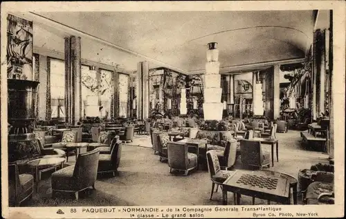 Ak Passagierschiff Normandie der CGT, 1. Klasse, Großer Salon