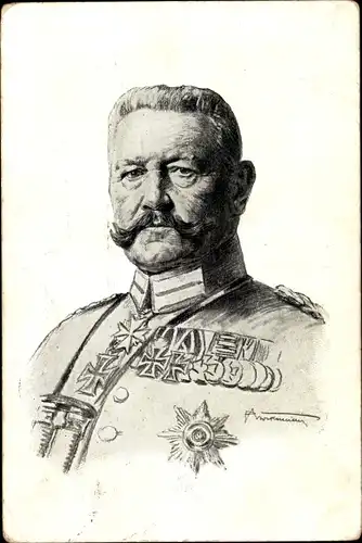 Künstler Ak Generalfeldmarschall von Hindenburg, Portrait in Uniform