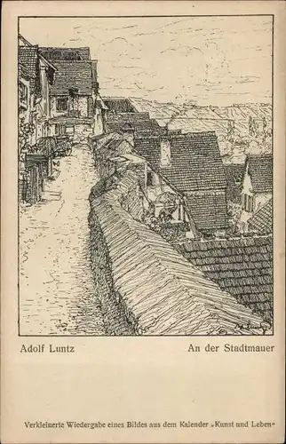 Künstler Ak Luntz, Adolf, An der Stadtmauer, Kalender Kunst und Leben