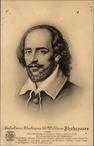 Künstler Ak Dichter und Dramatiker William Shakespeare, Portrait