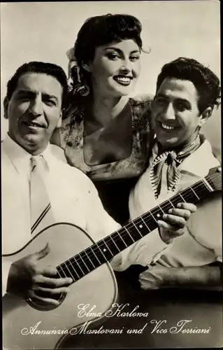 Ak Schauspielerin Elma Karlowa, Annunzio Mantovani, Vico Torriani, Gitarren der Liebe