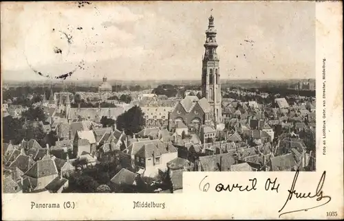 Ak Middelburg Zeeland, Panorama, Kirchturm