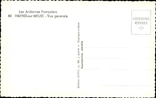 Ak Haybes Ardennes, Die französischen Ardennen, Gesamtansicht
