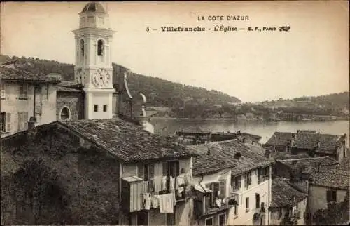 Ak Villefranche sur Mer Alpes Maritimes, Kirche