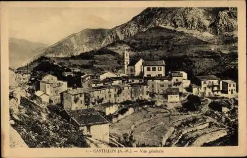 Ak Castillon Alpes Maritimes, Gesamtansicht