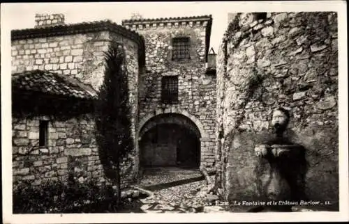 Ak Èze Alpes Maritimes, Fontaine und Château Barlow