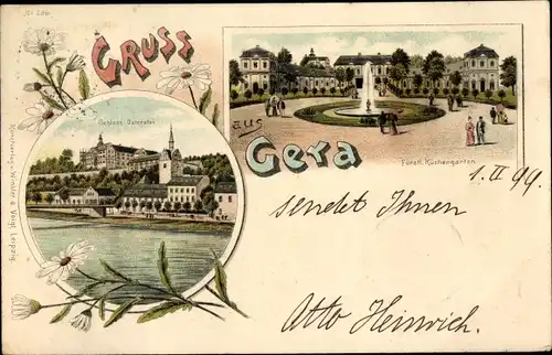 Litho Gera in Thüringen, Schloss Osterstein, Fürstlicher Küchengarten