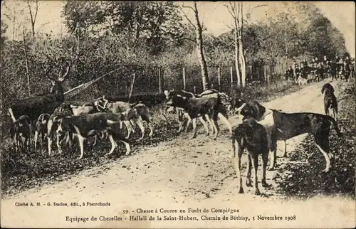 Ak Compiègne Oise, Waldjagd, Chezelles Crew