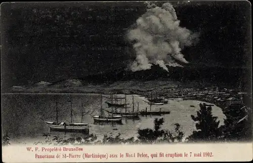 Ak Saint Pierre Martinique, Mont Pelée, Vulkanausbruch 1902