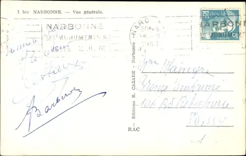 Ak Narbonne Aude, Allgemeine Ansicht