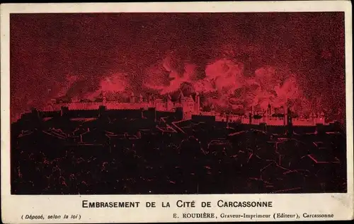 Ak Carcassonne Aude, Brandstiftung der Stadt Carcassonne