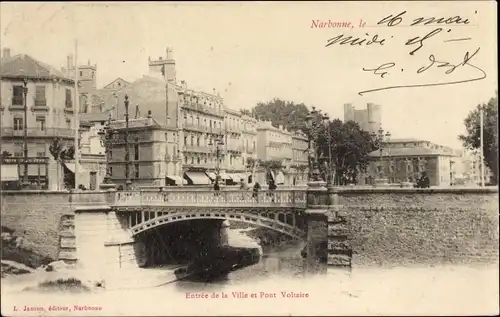 Ak Narbonne Aude, Pont Voltaire