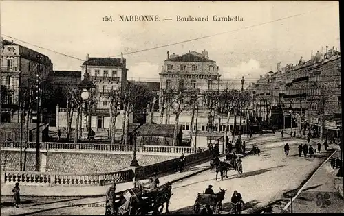 Ak Narbonne Aude, Boulevard Gambetta