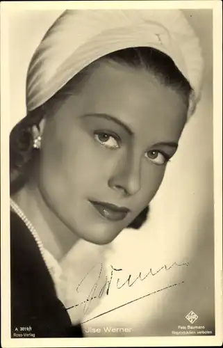 Ak Schauspielerin Ilse Werner, Portrait, Autogramm