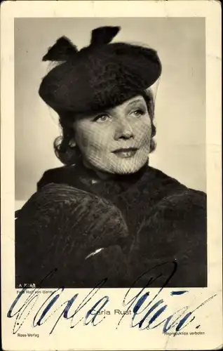 Ak Schauspielerin Carla Rust, Ross Verlag A 3216/1, Portrait, Autogramm