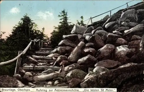 Ak Braunlage im Oberharz, Aufstieg zur Achtermannshöhe