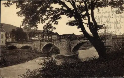 Ak Hann. Münden in Niedersachsen, Werra-Brücke