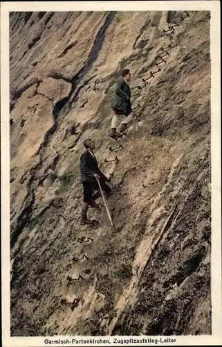 Ak Garmisch Partenkirchen in Oberbayern, Zugspitzaufstieg-Leiter