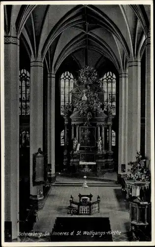 Ak Schneeberg im Erzgebirge, St. Wolfgangs-Kirche, Inneres, Altar