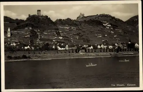 Ak Cobern Kobern Gondorf an der Mosel, Fluss, Blick zum Ort
