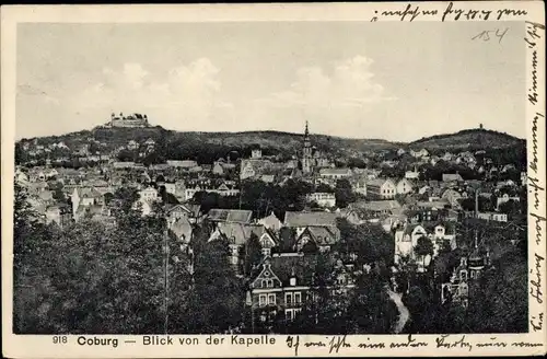 Ak Coburg in Oberfranken, Blick von der Kapelle