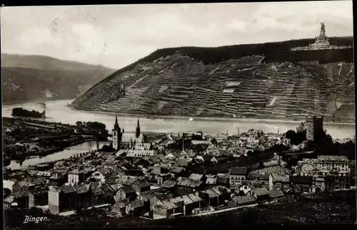 Ak Bingen am Rhein, Gesamtansicht, Niederwald Nationaldenkmal