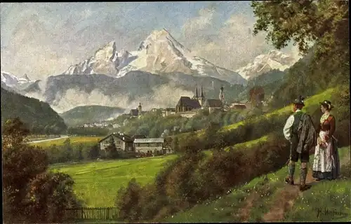 Künstler Ak Hoffmann, H., Berchtesgaden in Oberbayern, Watzmann, Hochkalter