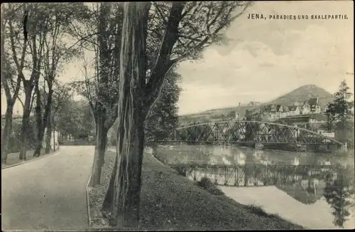 Ak Jena in Thüringen, Paradies, Brücke, Saale