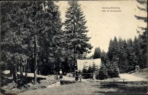 Ak Geising Altenberg im Erzgebirge, Aschergraben