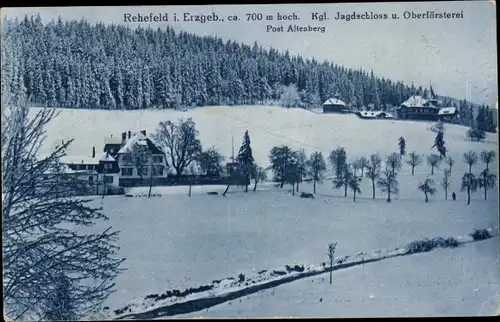 Ak Rehefeld Zaunhaus Altenberg im Erzgebirge, Kgl. Jagdschloss, Oberförsterei, Winter