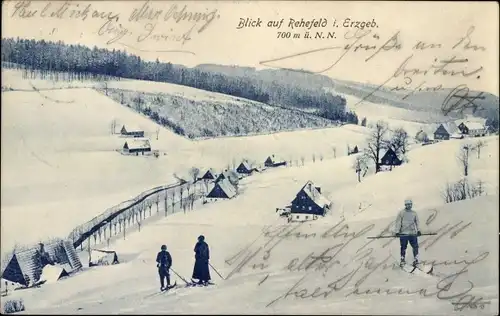 Ak Rehefeld Zaunhaus Altenberg im Erzgebirge, Panorama, Winter