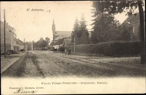 Ak Sint Antonius Zoersel Flandern Antwerpen, Vue du Village, Presbytere, Dorpszicht, Pastorij